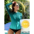 thumbnail image 3 of Women's Long Sleeve Rash Guard Sun Protection Zipper Gradient Swimsuit Top, 3 of 6
