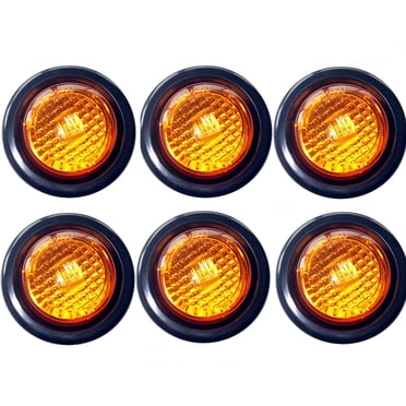 10 Pack Amber 9-LED Round Side Marker Lights With Grommets – Trailer Clearance Lights