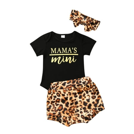 

Newborn Baby Girl Boy Leopard Clothes Jumpsuit Romper Bodysuit+Shorts Outfits