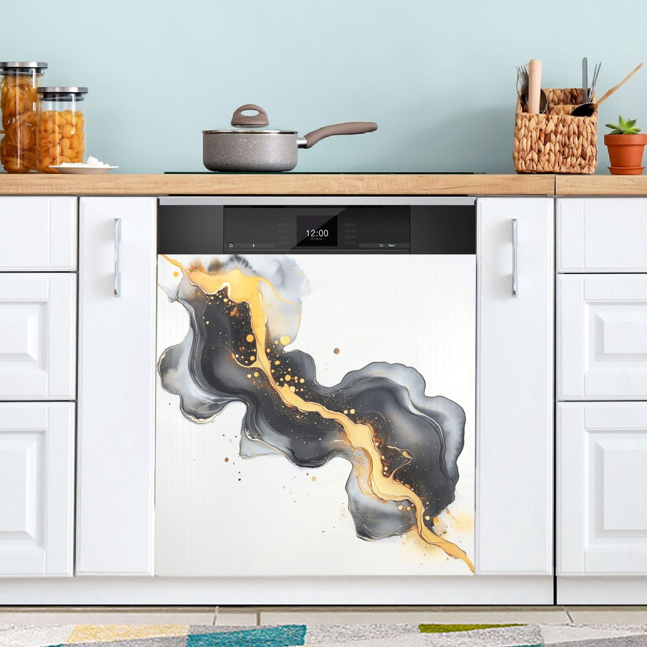 Dishwasher Magnetic Sticker 23x26 Inch Refrigerator Magnetic Sticker Washing Machine Magnetic Sticker Kitchen Panel Magnetic Sticker Home Decor Beautiful Marble Pattern