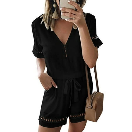 DYMADE - DYMADE Women's Summer Short Sleeve Loose Short Jumpsuit ...