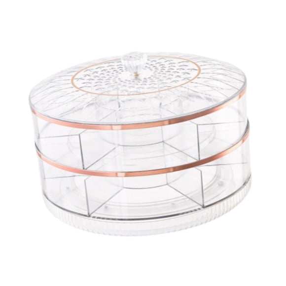 Bandeja para Servir Dividida, Bandeja para Aperitivos, Recipiente Transparente Giratorio para Almacenar Alimentos, Caja para Refrigerios para El