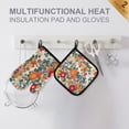 thumbnail image 4 of Yayeee Oven Mitts and Pot Holder Set of 2 Heat Resistant Kitchen Gloves Baking Hot Pad, Orange Japanese Flowers Pattern, 4 of 5