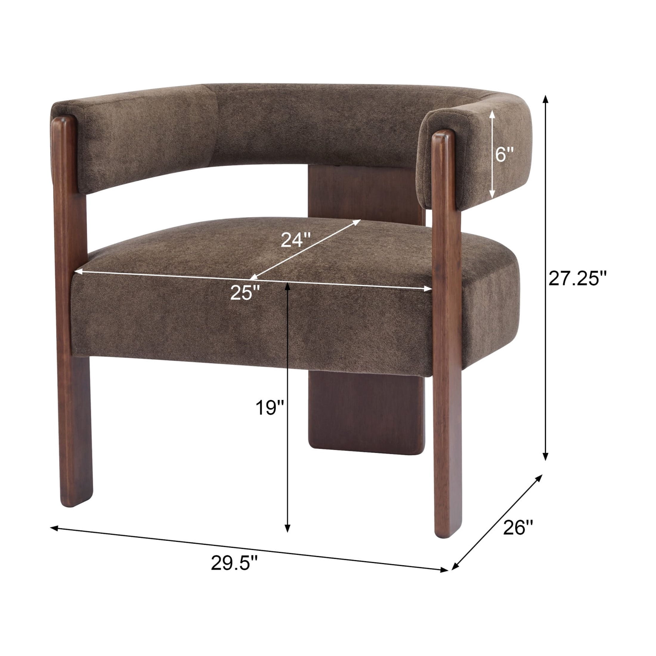 Christopher Knight Home Modern Velvet Upholstered Accent Armchair with Barrel Back, Wood Legs, Dark Brown, Set of 2