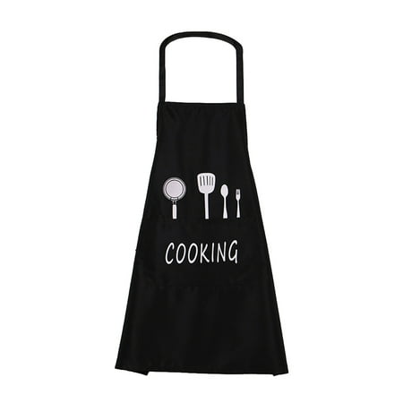 

FRCOLOR Chef Cartoon Pattern Kitchen Apron Grease-proof Waterproof Breathable Cooking Aprons for Home Restaurant (Double Layer Black and Fork)