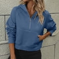 thumbnail image 5 of VISALY Half Zip Pullover Tunic Sweatshirt Womens Half Zip Sweatshirts Cropped Hoodies Quarter Zip Up Pullover Sweaters Fall Outfits Winter Clothes Casual Sweaters Tunic Sweater Fall Sweatshirts Navy L, 5 of 7
