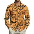 thumbnail image 5 of Domuza Button Down Shirt Men Long Sleeve Halloween Novelty Horror Print Relaxed Fit T-Shirts Casual Lightweight Lapel Dress Shirts for Halloween Party Saffron L, 5 of 7