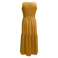 thumbnail image 6 of Fesfesfes Spring Dress for Women Boat Neck Vest Sleeveless Dress Loose Casual Sun Dress Summer Fashion Solid Color Beach Long Dresses, 6 of 7
