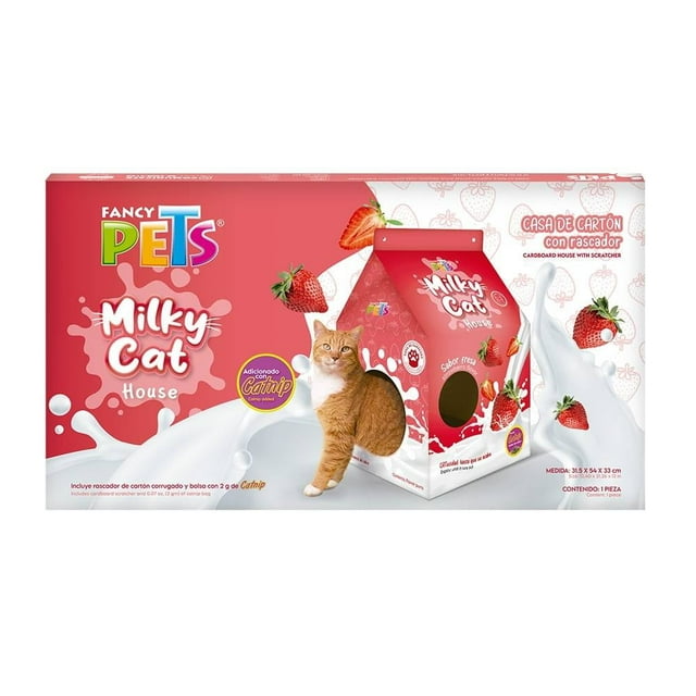 Casa de Cartón con Rascador Fancy Pets Milky Cat con 2 kg de Catnip