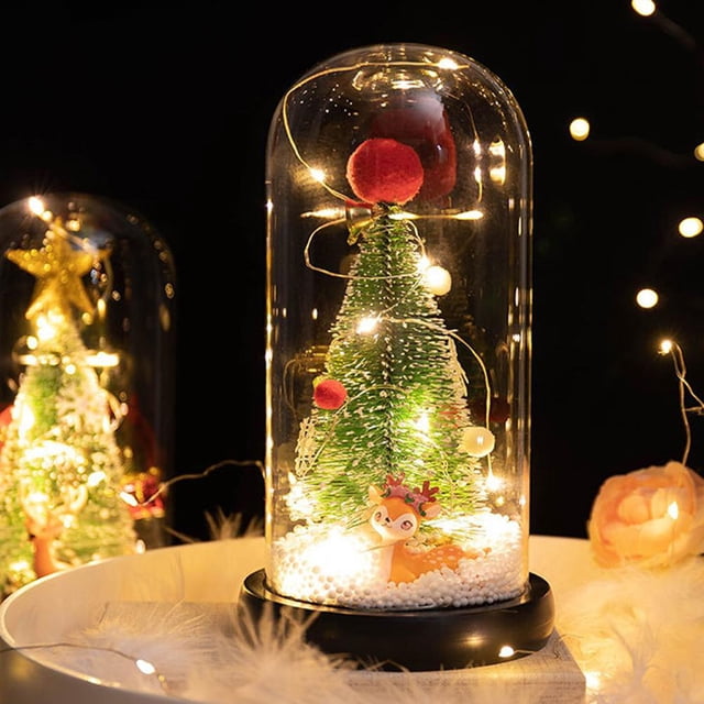 Ventana De Cedro Adornos De Cubierta De Vidrio Led Adornos De Navidad Regalo De Navidad Para Novia Y Amante Methold HA043967-02