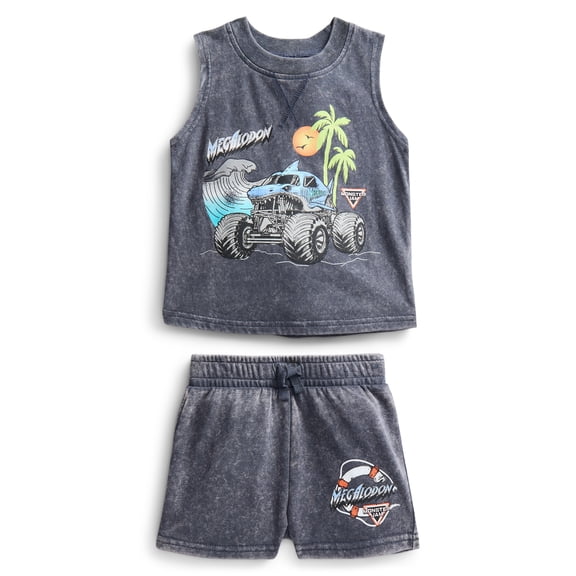 Monster Jam Baby Boys Sleeveless Graphic Tank Top and Shorts Set, 2-Piece, Sizes 0/3M-24M