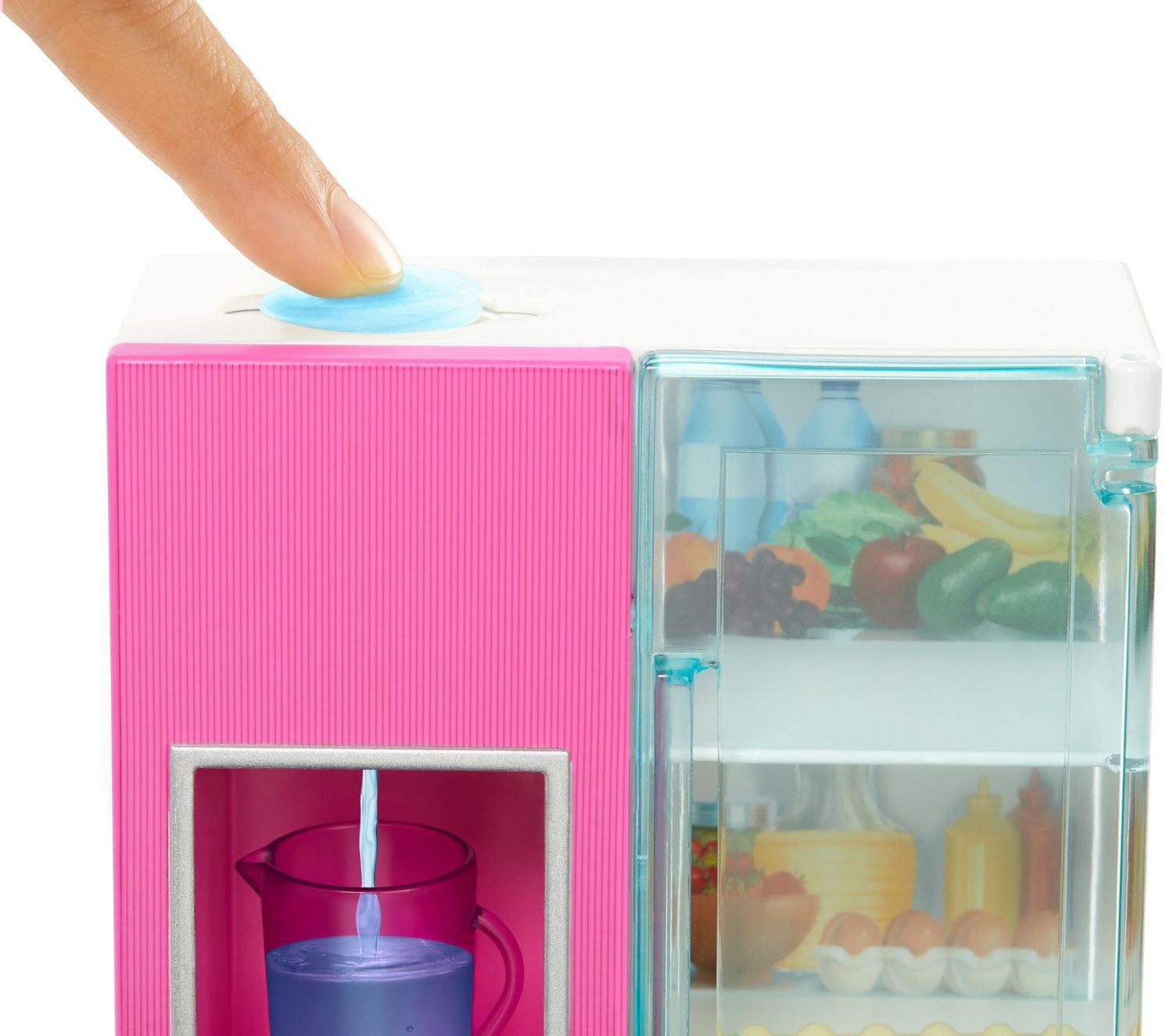 Barbie Doll, Blonde, and Furniture Set, Refrigerator with Working Water Dispenser