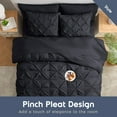 thumbnail image 5 of LammaLoe California King Size comforter Sets, 7 Piece Bed In A Bag Pintuck Bedding Sets, BLK, 5 of 6