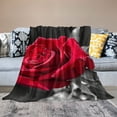 thumbnail image 2 of Creowell Red Rose Flannel Throw Blanket for Couch Sofa Bed All Seasons  Soft Plush Blankets Gifts Travel Camping School 50x60in, 2 of 6