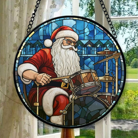 Stained Glass Window Hanging Santa, Valentine’s Day Decor, Festival Gift Ornament, Christmas Ornament Gift, Mother’s Day Keepsake, Keepsake 2025