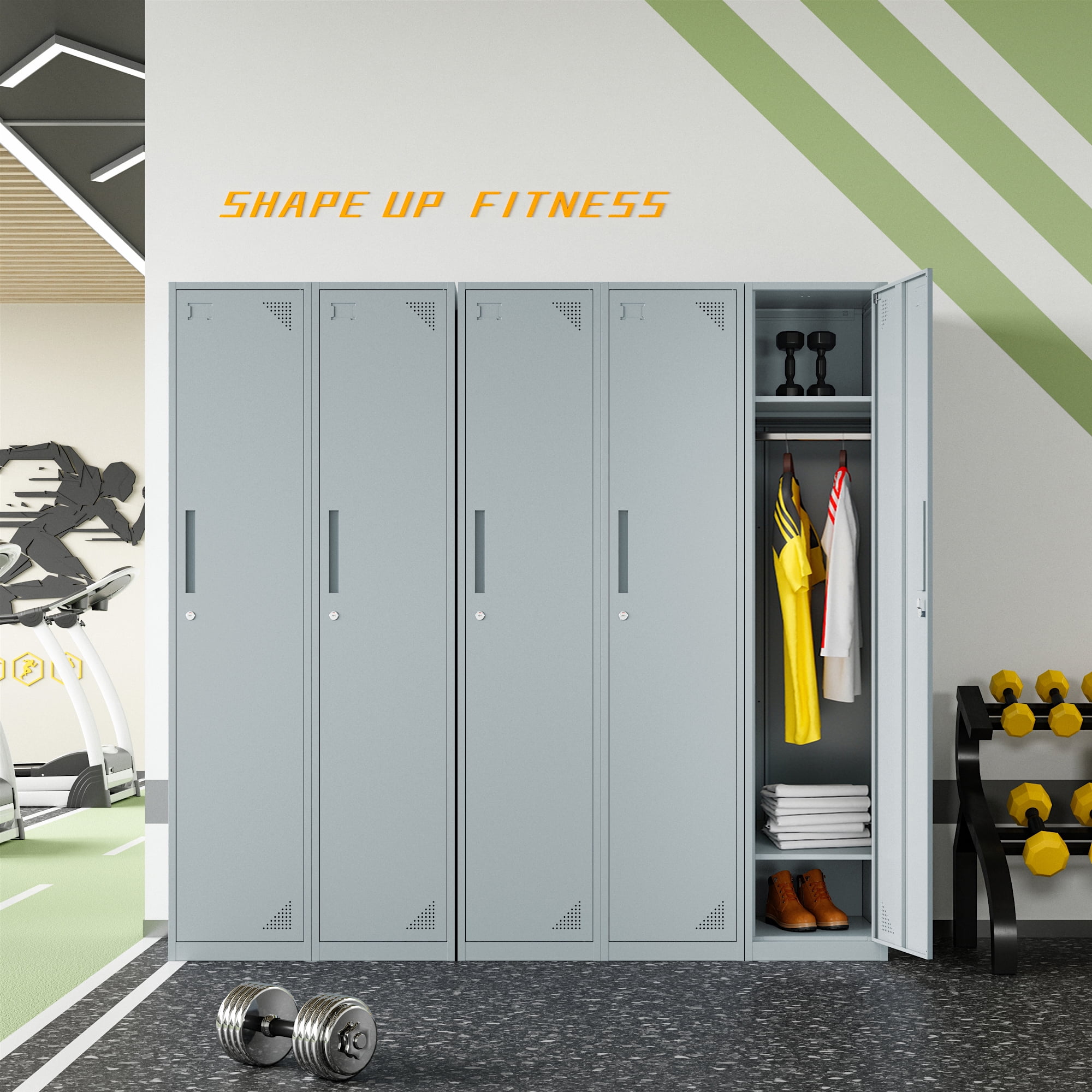 Fesbos Metal Locker 1 Lockable Door,71" Tall Steel Storage Cabinet for School Office Gym Home Employees Staff Sundries Room