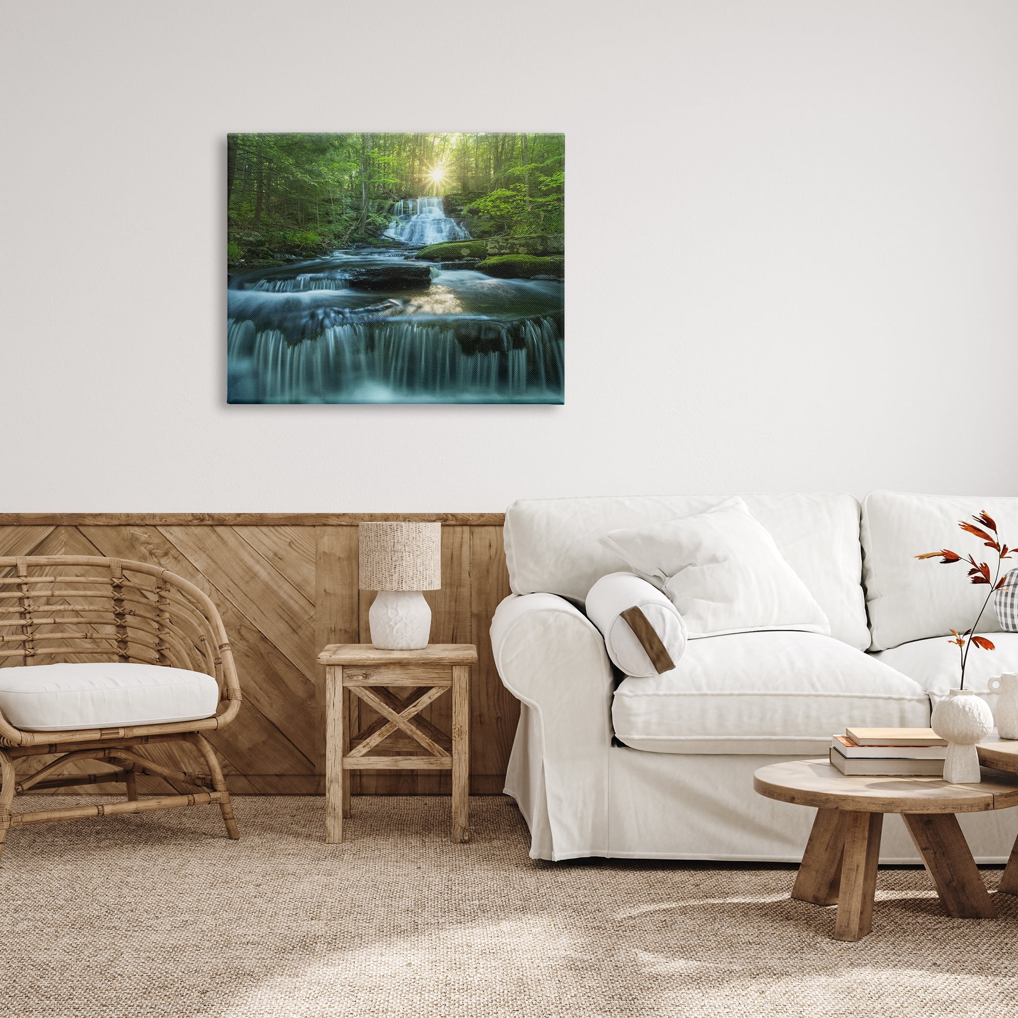 Stupell Industries Rocky Waterfall Landscape Nature Photography Gallery Wrapped Canvas Print Wall Art, 40 x 30