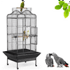 Renwick Extra Large Bird Cage with Rolling Stand, 3 Feeding Bowls and 2 Perches, Black