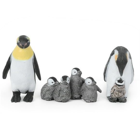 Emperor Penguin King Penguin Family Figurine,3Pcs de Pareja de Pingüinos Polares y Sus Hijos Simulación en Miniatura de Safari Modelo de Acción de Animales Juguete Decorativo Colección(3Pcs) Ecomeon no