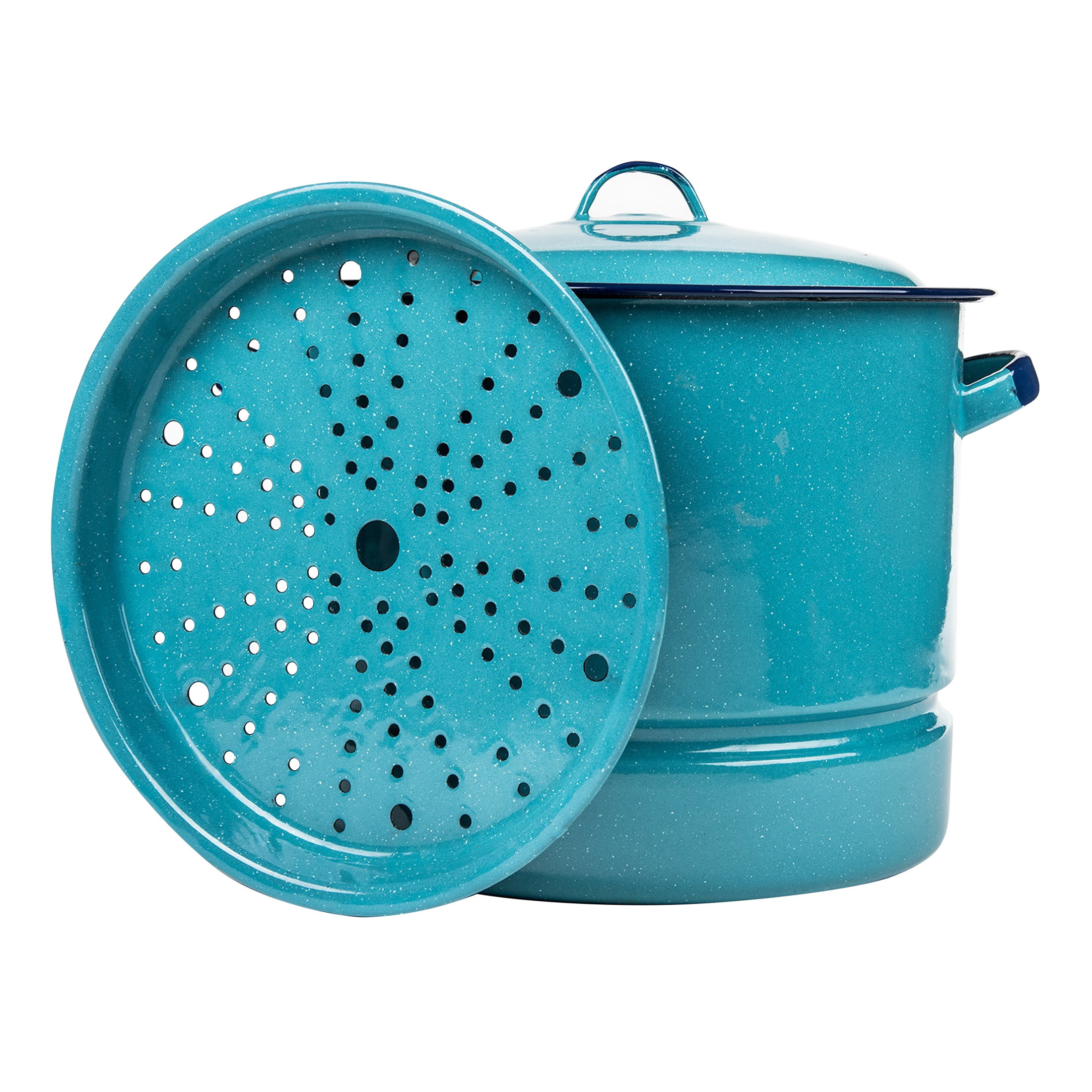 Cinsa Turquoise Blue 15-Quart Enamel on Steel Stockpot with Lid and Trivet