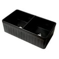 thumbnail image 6 of Black Matte Smooth Apron 33" x 18" Double Bowl Fireclay Farm Sink, 6 of 9