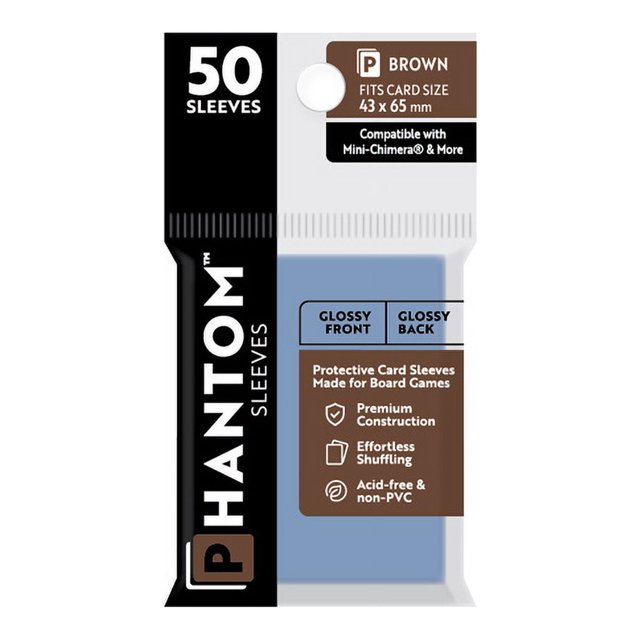 Phantom Sleeves: "Brown Size" (43mm x 65mm) - Gloss/Gloss (50) (Compatible with: Mini-Chimera® and More)
