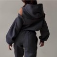thumbnail image 4 of RQYYD Women's Two Piece Outfits Tracksuit Cold Shoulder Long Sleeve Hoodies Tops Jogger Sweatpants Matching Sets Gray XXL, 4 of 6