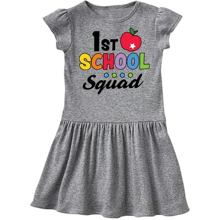 

Inktastic 1st Grade School Squad with Apple and Star Gift Toddler Girl Dress