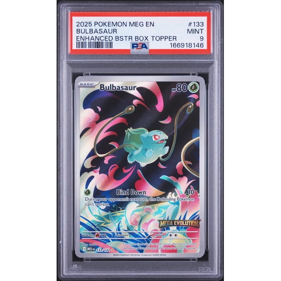 Collectible Graded 2025 Mega Evolution Bulbasaur PSA 9 #133/132 Pokemon Trading Card