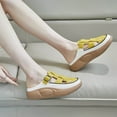 thumbnail image 4 of 2025 Sandals for Women Clearance, Xunlbb Muffin Thick Bottom Middle Heel Half Slippers, Summer Outdoor Women's Sandals, Shoes Sandals(Yellow,Size:38), 4 of 6