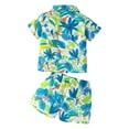 thumbnail image 4 of Gubotare Boys Hawaiian Outfit Toddler Summer Outfit Toddler Baby Boy Print Short Sleeve Button Down Shirt Shorts Set Boy Clothes 2Pcs Set (Light Blue,Size 9-12 Months), 4 of 7