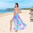 thumbnail image 6 of FORMRS Womens Beach Sarong Semi-Sheer Bikini Wrap Skirt Swimsuit Cover-ups, Neon Starfish Pattern, 6 of 7