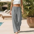 thumbnail image 2 of Tanghaowl Plus Size Pants for Casual Comfort with Waist and Elastic Ankles Breathable Wide-Leg Palazzo Trousers Grey XXXXL, 2 of 9