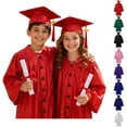 thumbnail image 1 of WENXIAOO Ensemble Toge et Mortier pour Tout-Petits et Enfants de Fin d'École Primaire pour Tout-Petit, Toge et Mortier à Boutons Rouges avec Pompon, 1 of 7