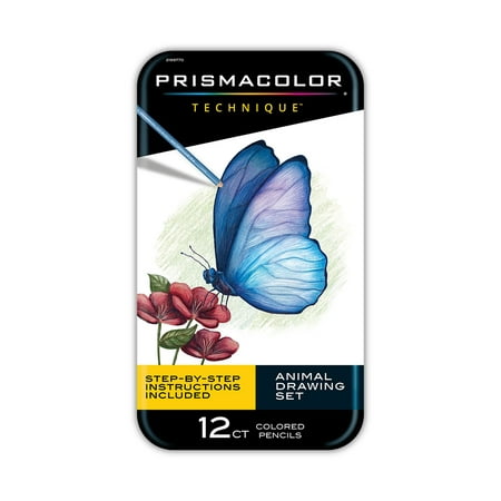 Prismacolor Technique Animal Drawing Set, Includes Colored Pencils and Step-by-Step Drawing Tutorials, Assorted Colors, 12 Ct