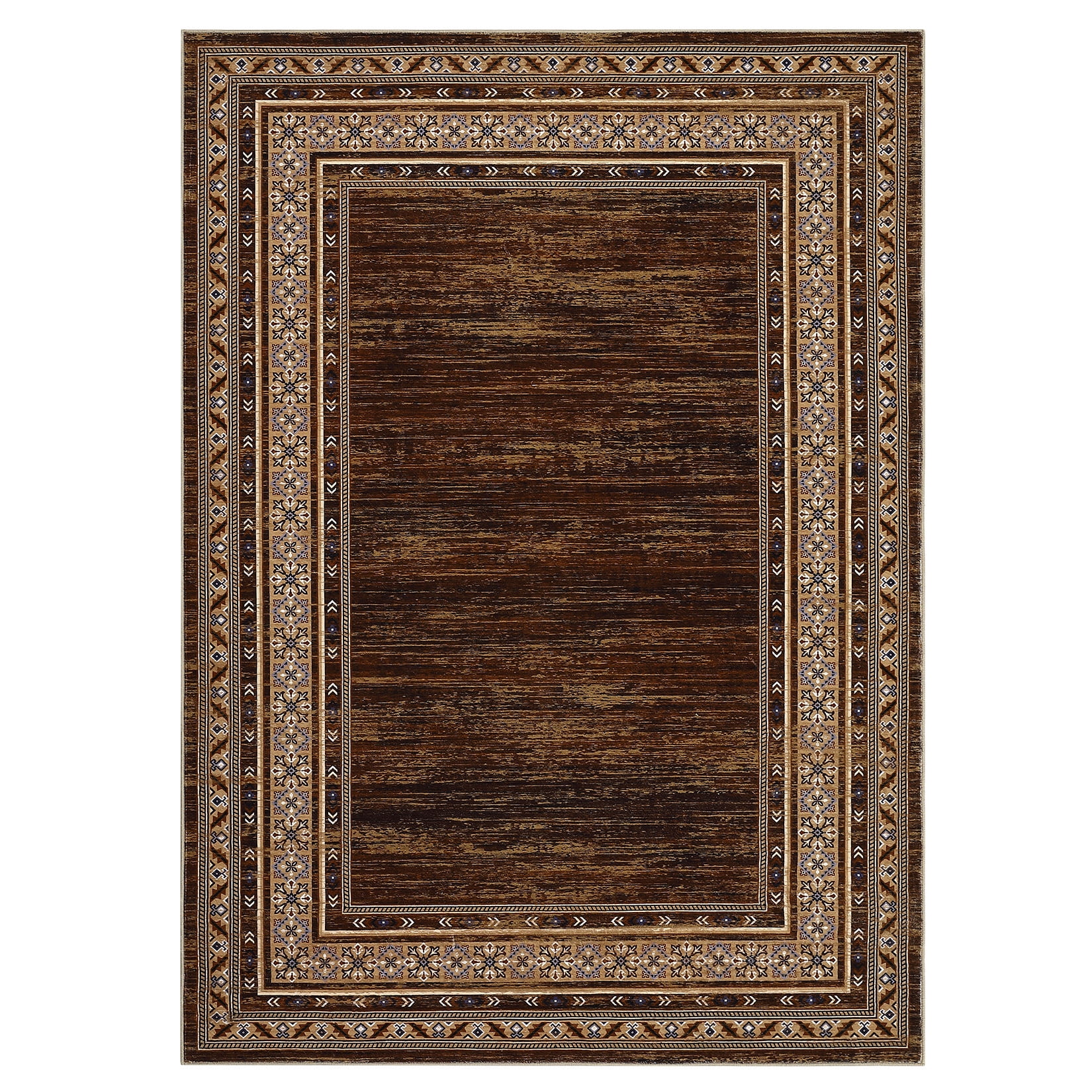 Garvee 10'x13' Area Rug Modern Bordered Rug Floral Rug Washable Rugs Low Pile Non-Slip Rugs for Living Room Bedroom, Red Brown