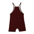 thumbnail image 5 of HAiming Girls Summer Jumpsuit Striped Printing Spaghetti Strap Sleeveless Loose Romper Short Pants with Pocket, 5 of 6