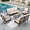 Beige, variant on SUMMIT LIVING 4-Piece Outdoor Patio Conversation Set with Wood-look Coffee Table, Outdoor Patio Furniture Set for 5 People, Beige
