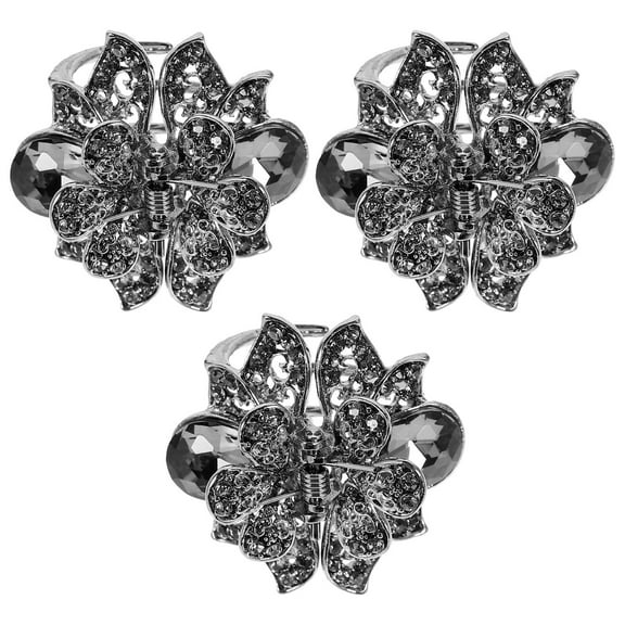 OUNONA 3pcs Vintage Hair Clips Women Hair Claw Clip Grey for Decorative Use