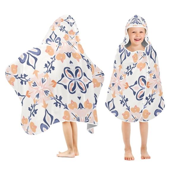Yayeee Kids Hooded Towel with Hand Pockets Beach Soft Absorbent Bath Wrap 50 x 23.5 inch, Colorful Abstract Pattern