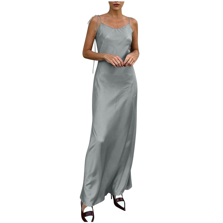 silver slip dress maxi Satin Slip Dress Silver