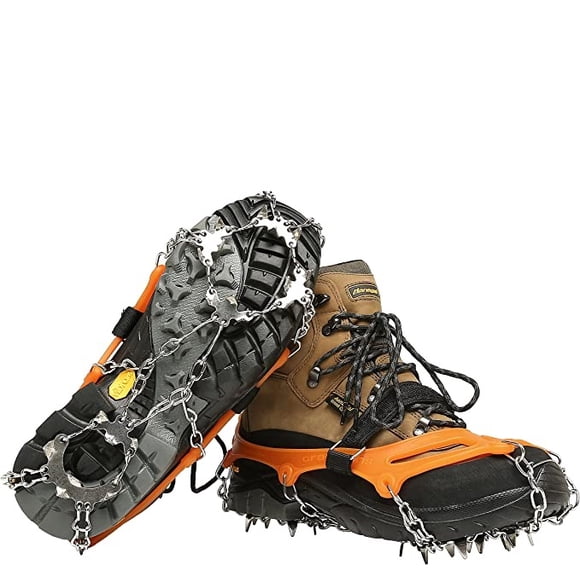 19 Teeth Stainless Steel Crampons Anti-Slip Snow and Ice Crampons Crampon for Shoe Boots Winter Safety and Protection for Fishing Walking Hiking Climbing