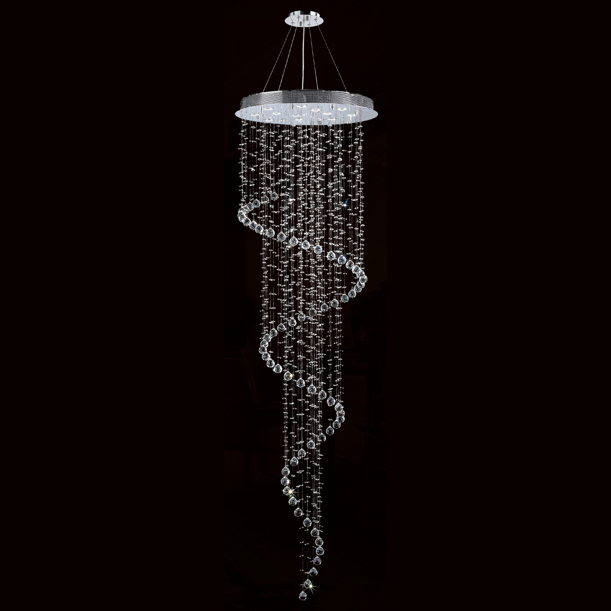 Helix Collection 12 Light Chrome Finish and Clear Crystal Spiral Chandelier 28
