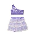 thumbnail image 3 of Venjoe Kids Girls Modern Ballet Hip Hop Jazz Dance Outfit Sequins Crop Top with Culottes Set Dancewear Light Purple 12, 3 of 5