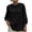 Black, variant on Women Cotton Linen Shirts Summer Casual Crewneck 3/4 Peasant Sleeve Blouses Loose Solid Color Tops