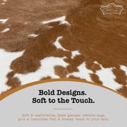 Brown And White Calf hide Rug, 3x2 ft, Genuine Leather, Natural Cowhide for Modern & Rustic Decor