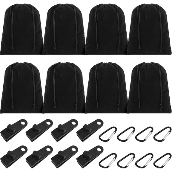 24pcs Set Of Portable Gazebo Curtain Weight Bags, Include 8 Weight Pockets, 8 Carabiners And 8 Clips, Sandbag Weights For Tents, Outdoor Curtains, Tablecloths
