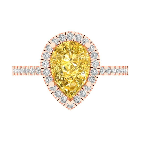 Halo Engagement Ring for Women - 2.38ct Natural Citrine in 18K Rose Gold Promise Ring
