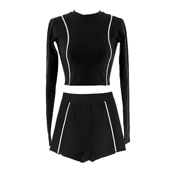 Women 2 Piece Rash Guard Long Sleeve Zipper Bathing Suit with Bottom Built in Bra Swimsuit-XXL