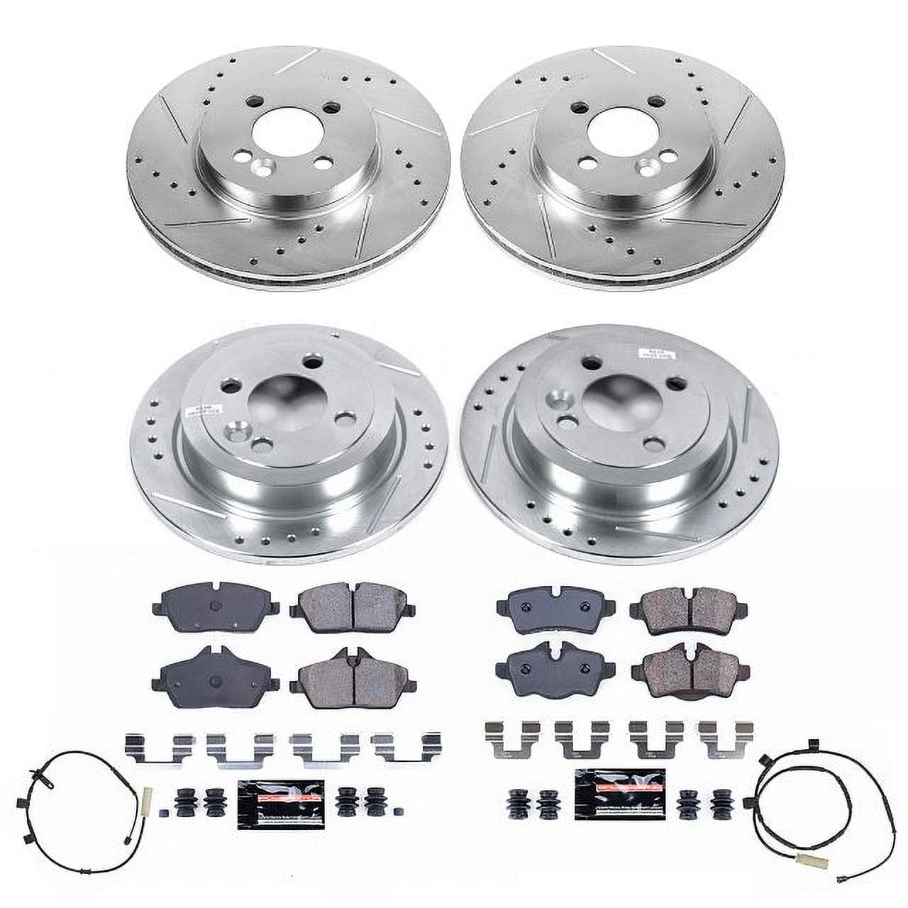 PowerStop Front and Rear Z23 Evolution Sport Carbon-Fiber Ceramic Brake Pad and Drilled & Slotted Rotor Kit Fits: MINI COOPER Select Models K8915
